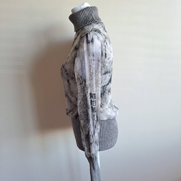 Tricot Chic Grey Silver Turtleneck Silk Wool Sweater Top Size US 8 / S - M - Picture 6 of 16